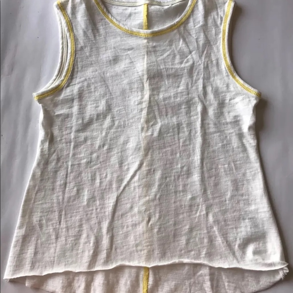 2/$20 New True Religion girls White Tank Top White Yellow Thread Small Cotton